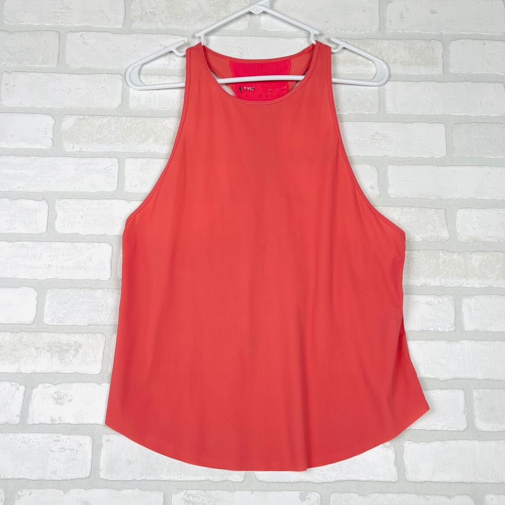 Zyia Active Women Coral Pink Mesh Racerback High Neck Tank Top Size M